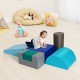 Light blue soft climbing block from the 6-piece play set, designed for safe crawling and versatile indoor play for.