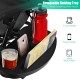 Removable holding tray with cup and phone holders for the black folding lounge chair, perfect for outdoor relaxation.