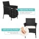 Black patio wicker chair with cozy cushion, featuring weather-resistant PE rattan for outdoor use and comfort.