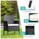 Black wicker patio chair with cozy seat cushion, sturdy steel frame, and anti-slip footpad for outdoor comfort.