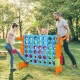 Giant 4-to-Score game set in orange with kids playing outdoors, featuring blue and green rings for fun family.