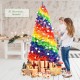 7-foot rainbow Christmas tree with 1213 branch tips, ideal for indoor or outdoor holiday decoration.