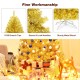 Champagne gold 6 ft artificial tinsel Christmas tree with hinged branches and sturdy metal stand for festive.