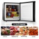 Compact 1.1 cu.ft. upright freezer with stainless door, adjustable temperature, and removable chrome shelf for.