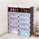 12-cube portable plastic shoe rack with transparent doors, made from waterproof PP material, ideal for stylish home.