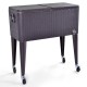 Rattan rolling cooler cart with a stylish design, dual lids, and four wheels for effortless mobility at outdoor.