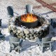 36-inch round steel fire pit ring with smooth edges, perfect for DIY outdoor use in backyard settings.