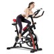 Adjustable indoor exercise cycling bike trainer with a durable frame and LED display for fitness workouts.