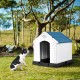 Durable plastic waterproof dog house with a ventilated design, perfect for outdoor shelter and easy to clean.