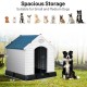 Plastic waterproof dog house with a blue roof, spacious for small to medium dogs, ideal for outdoor use and easy to.