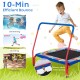 36-inch kids square trampoline with foamed handrail, safety cover, and anti-slip footpads for indoor and outdoor fun.