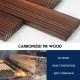 Close-up of carbonized fir wood planks, showcasing smooth texture and insect prevention for outdoor fountain durability.