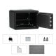 Compact 0.5 cubic feet security safe with durable steel construction, keypad, and inner LED light for valuables.
