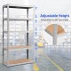 Adjustable 72-inch steel storage shelf with 5 levels, ideal for garage or utility room organization.