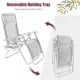Folding lounge chair with removable holding tray, made of steel and Textilene, perfect for outdoor relaxation and.