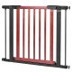 Extendable safety gate for baby and pet in red, featuring a double-lock latch and auto-close function, fits openings.