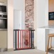 Extendable red safety gate for babies and pets, fitting openings 29.5"-38", with double-lock latch and auto-close.