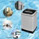 Full-automatic washing machine in gray with stainless steel inner barrel, 1.5 Cu.Ft capacity, ideal for apartments and.