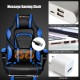 Massage gaming chair with lumbar support, adjustable height, and retractable footrest for ergonomic comfort and.