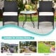 Two patio wicker chairs with cozy seat cushions, made of weather-resistant PE rattan, ideal for outdoor use in gardens.
