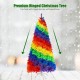 Colorful 7 feet artificial Christmas tree with 1213 rainbow branch tips and sturdy metal stand for indoor or outdoor.