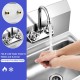 Stainless steel wall mount hand washing sink with faucet, featuring a large bowl and pre-drilled back splash for easy.