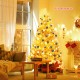6 ft artificial tinsel Christmas tree in unique champagne gold, perfect for indoor or outdoor holiday decoration.