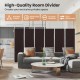 6-panel folding room divider in brown with a steel frame, ideal for creating private spaces in homes or offices.