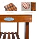 Freestanding wood bench with acacia wood finish, featuring a smooth surface and three-tier storage shelves for.