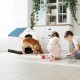 Durable plastic waterproof pet house with a ventilated design, providing a cozy shelter for dogs indoors or outdoors.