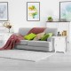 Wooden accent end table in white with drawer and cabinet, featuring a wave-shaped bottom for stylish storage.