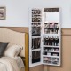 Jewelry cabinet with a small internal mirror and 3-color LED lights for convenient makeup application and organization.