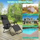 Folding lounge chair in black, made of steel and Textilene, ideal for outdoor relaxation in various settings.