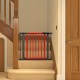Extendable red safety gate for baby and pet, fitting openings 29.5"-38", with double-lock latch and auto-close feature.
