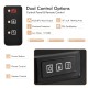 Control panel of the 48 Inch Electric Fireplace TV Stand with buttons for power, flame, and heater control.