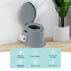 Portable 5L travel toilet in gray with detachable paper holder, ideal for outdoor use and easy to clean.