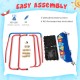 36-inch kids square trampoline in blue with foamed handrail, safety cover, and easy assembly for indoor and outdoor fun.