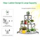 Elegant black metal corner rack with three tiers, designed for displaying potted plants and decorative items in any.