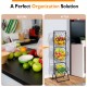 Three-tier fruit basket stand shown in an organized kitchen setting, perfect for storing fruits, snacks, and veggies.