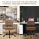 Brown PU leather adjustable office chair with backrest, showcasing minimalist design for study or office use.