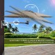 8ft wall-mounted aluminum sun shade umbrella with adjustable angle and space-saving design for outdoor relaxation.