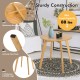 Bamboo round end table with 20-inch tabletop, sturdy X-frame, and anti-slip foot pads for versatile use in any space.