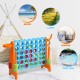 Giant 4-to-Score game set in orange, featuring 21 blue and 21 green rings, ideal for indoor and outdoor fun.
