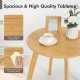 Bamboo round end table with 20-inch waterproof tabletop, featuring sleek edges and sturdy X-frame for versatile use.