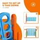 Giant 4-to-Score game set in orange, showcasing easy setup and takedown features for outdoor and indoor fun.