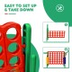Giant 4-to-score game set in red and green, made of durable PP and PE, easy to assemble for outdoor fun.