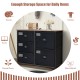 5-drawer storage dresser in black with fabric drawers, perfect for organizing clothes and toys in small spaces.