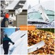 Telescoping snow roof rake with large poly blade, adjustable from 6.2 ft to 21 ft, ideal for safe snow removal.