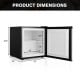 Compact 1.1 cu.ft. mini upright freezer with dimensions 18" x 18" x 18.5", featuring a sleek stainless door and.