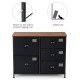 5-drawer black storage dresser with fabric drawers and sturdy steel frame, ideal for bedroom or entryway organization.